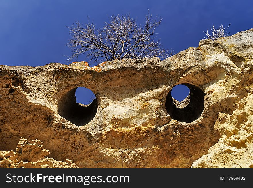 Rocky ledges in the cave city of Buckley in Crimea. Rocky ledges in the cave city of Buckley in Crimea