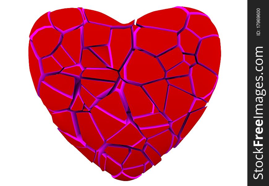 Broken red heart, isolated with clipping path