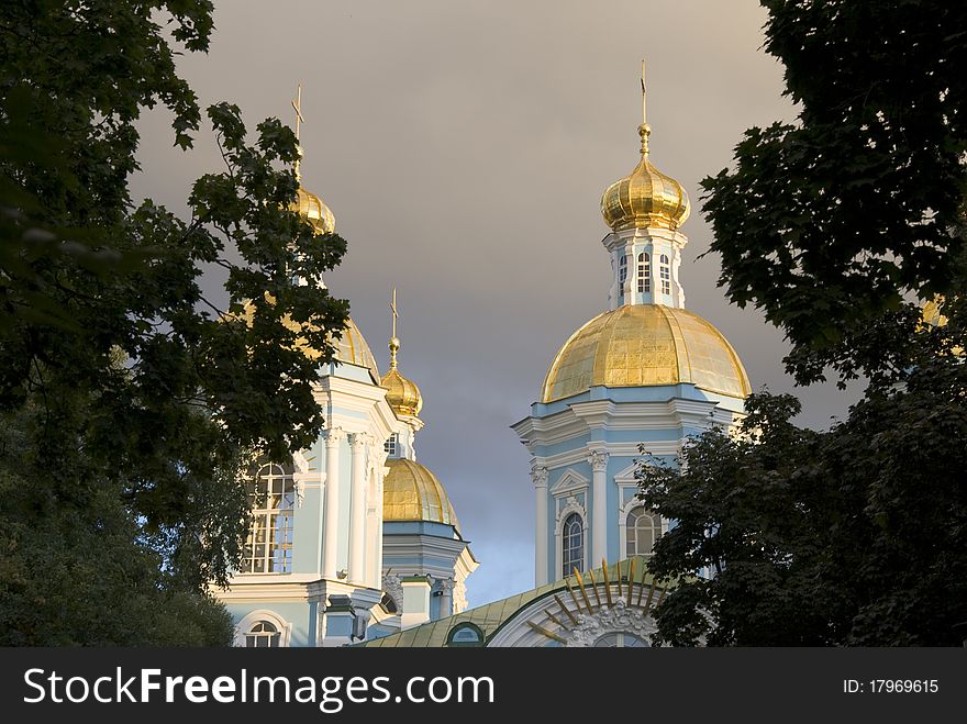 Blue church in St. Petersburg