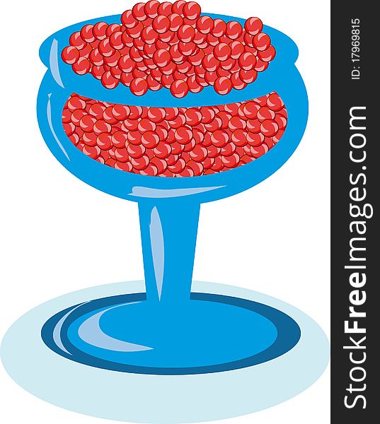 Vase With Red Caviar On The Isolated Background