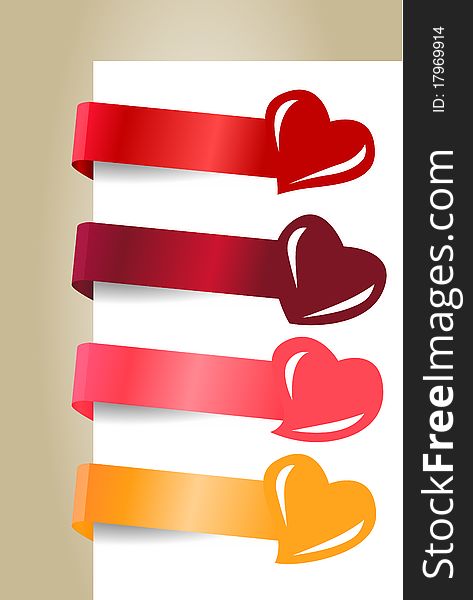 Four horizontal promotion labels with different hearts. Four horizontal promotion labels with different hearts