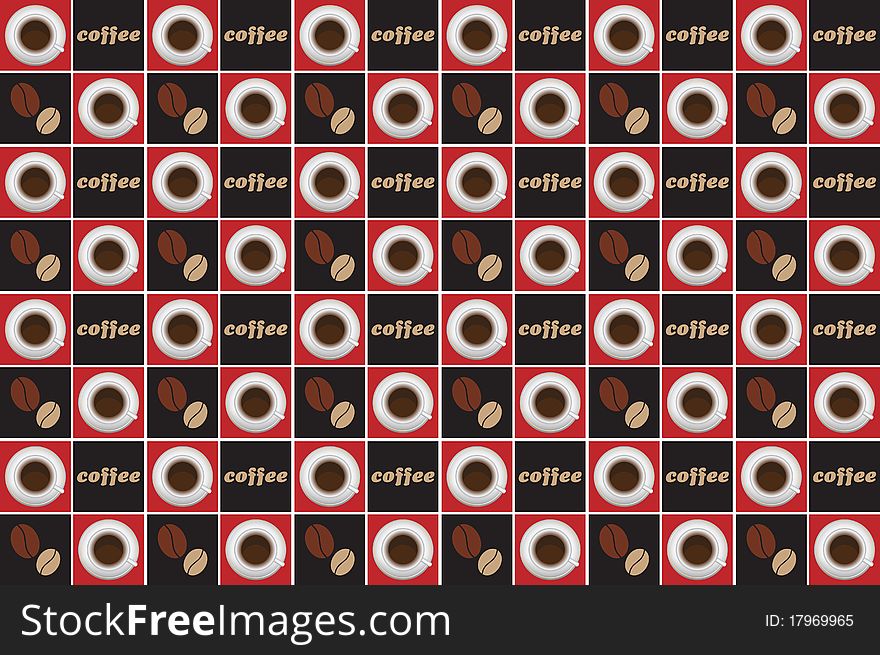 Coffee background with beans and Cup of coffee