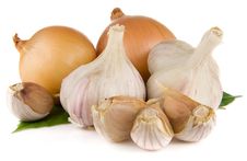 Garlic And Onion Isolated On White Royalty Free Stock Photo Garlic And Onion Isolated On White Royalty Free Stock Photo