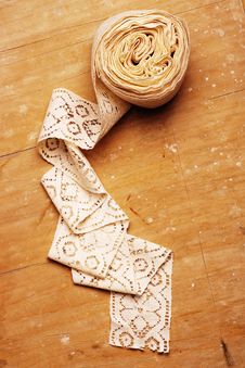 Lace On Wooden Background Stock Photography Lace On Wooden Background Stock Photography
