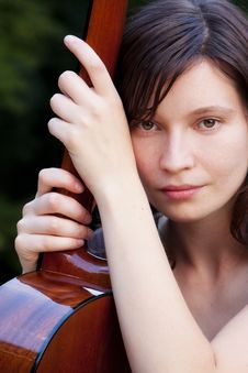 Young Woman With Guitar Royalty Free Stock Image