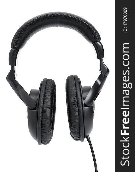 Black headphones isolated on white background