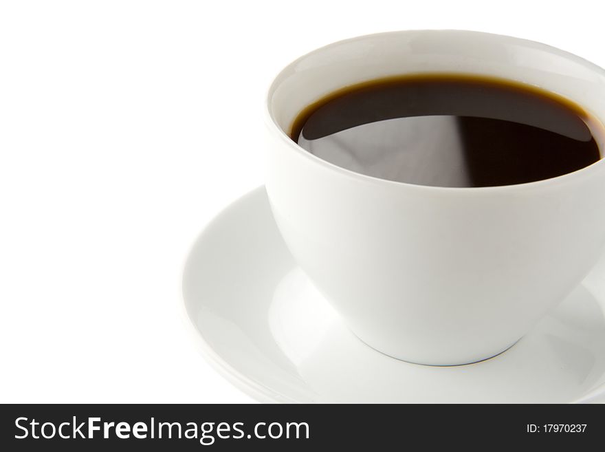 Cup full of coffee isolated on white background