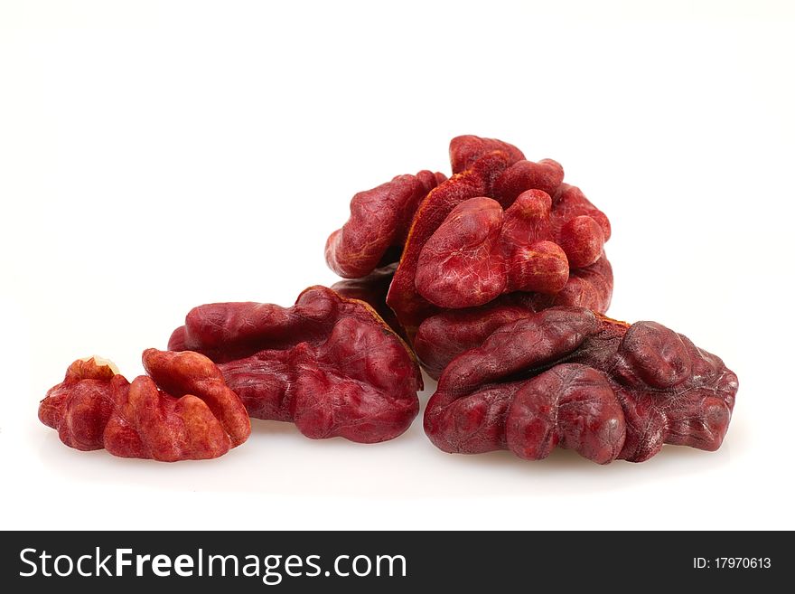 Red Walnut on a white background
