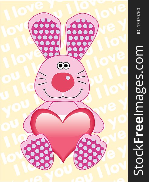 Rabbit with heart for valentine s day