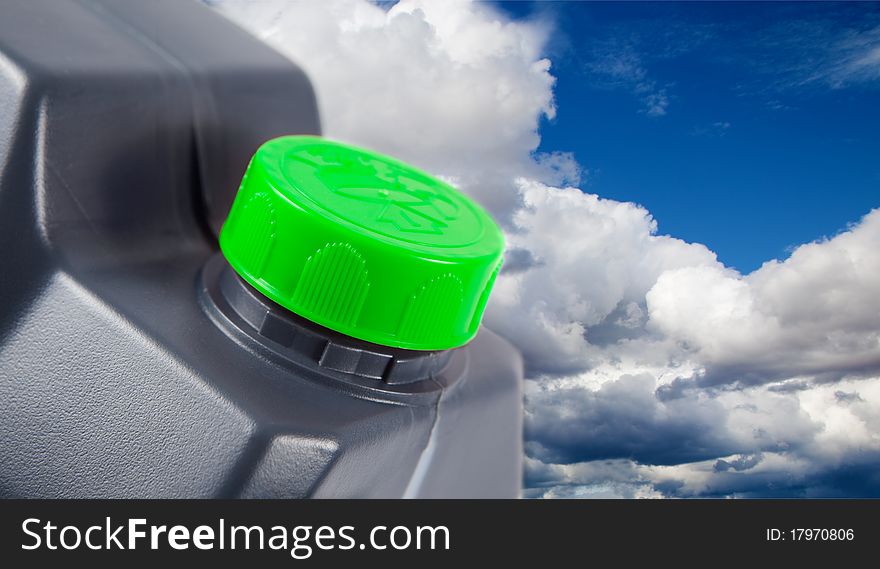 Plastic Bottle And Sky Background