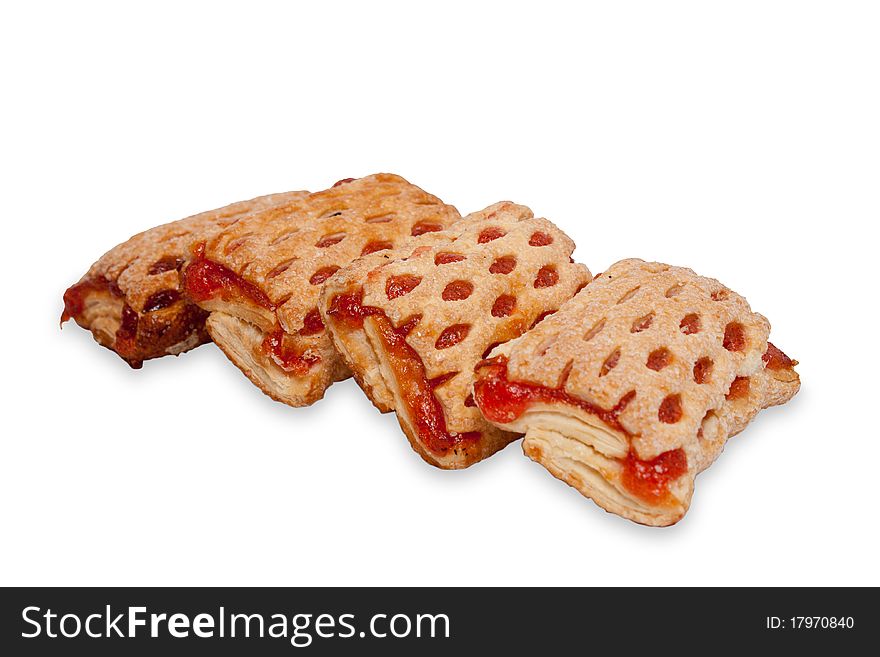 Biscuits with jam on white background. Biscuits with jam on white background