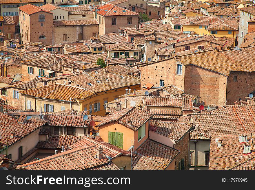 View over siena from the bell tower of the grand cathedral