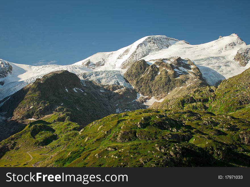 View on green mountains on summer, Switzerland