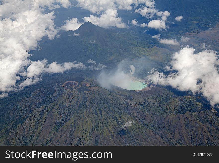 Volcanic lake on the indonesian island Java