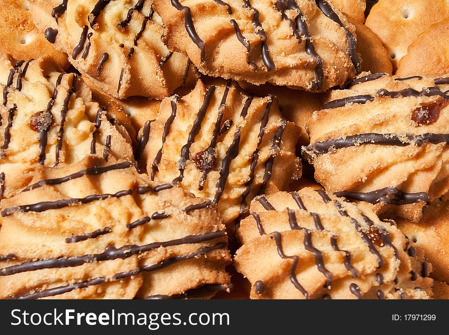 Group of cookies laying on top of each other