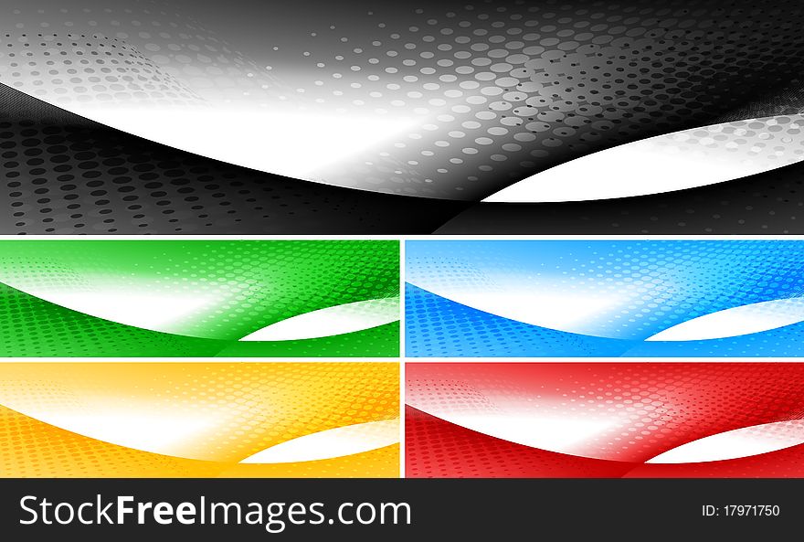 Set of abstract stylish banners in five colours. Set of abstract stylish banners in five colours