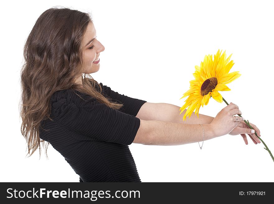 Woman Holding A Sunflower