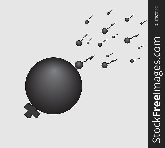 Symbolic representation of the fertilization process, vector illustration, eps10