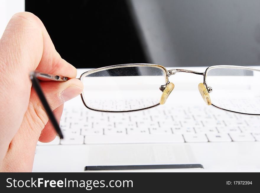 Bad vision. Hand hold glasses. Bad vision. Hand hold glasses