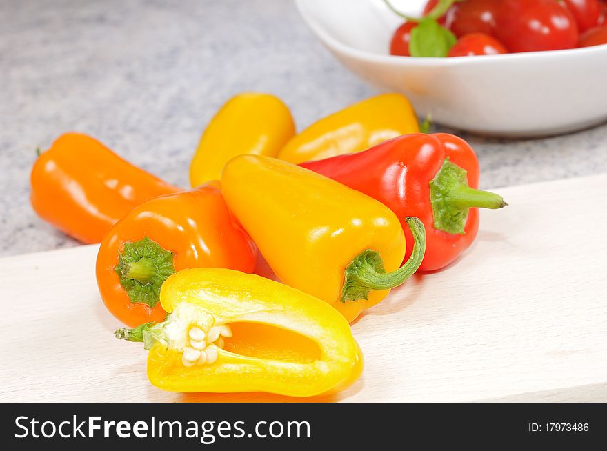 Organic vegetables. Peppers and tomatoes .