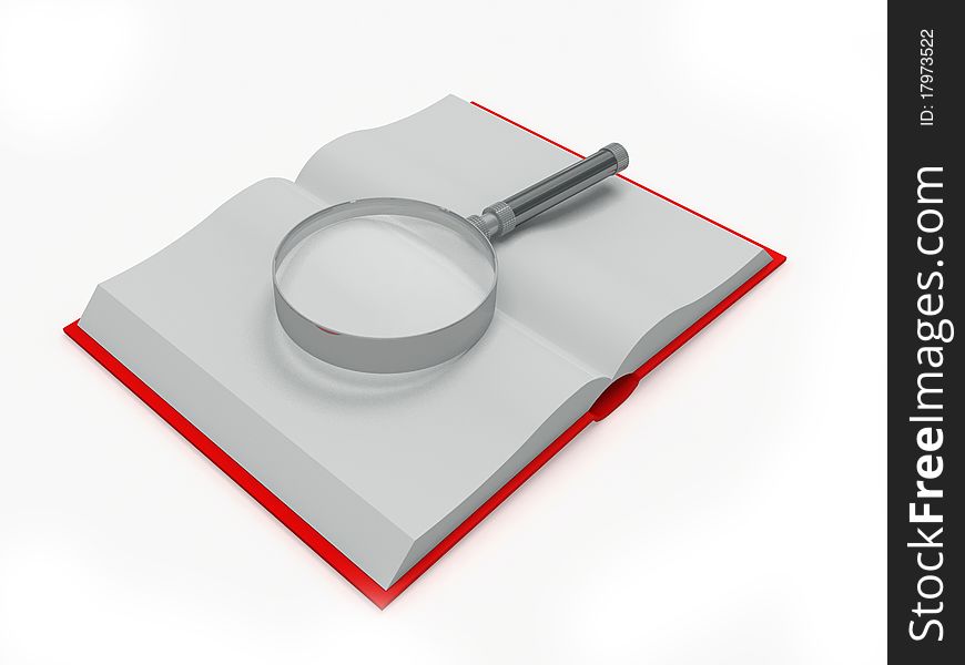 Open Book And Magnifying Glass