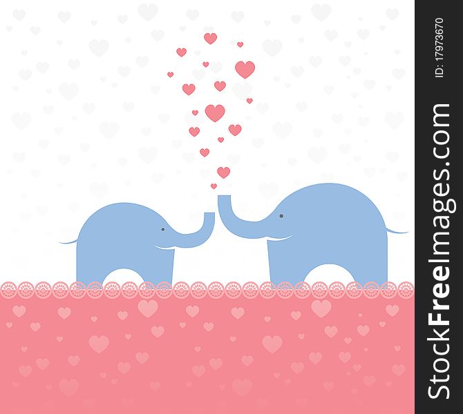 Valentine's  background with elephant for you.  illustration. Valentine's  background with elephant for you.  illustration