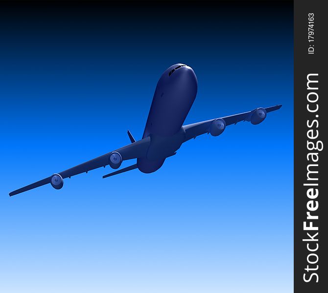 Isolated Plane, Taking Off - 3d render. Isolated Plane, Taking Off - 3d render