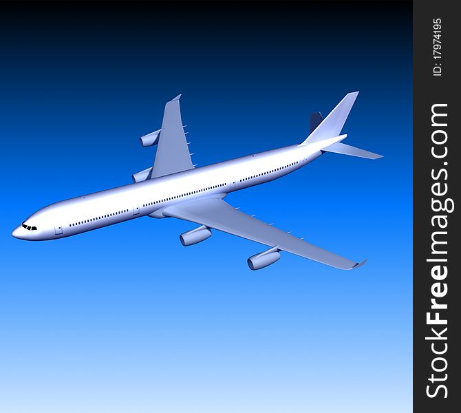 Isolated Plane, Taking Off - 3d render. Isolated Plane, Taking Off - 3d render