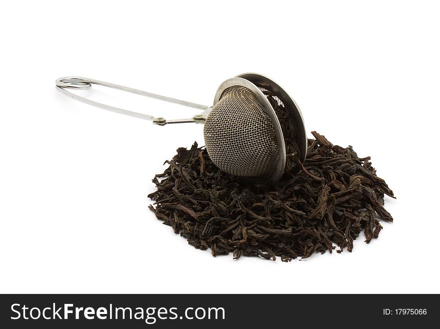 Black tea on a white background.