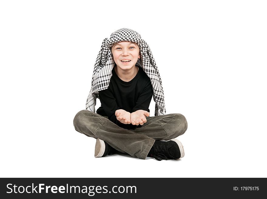 Portrait of a smiling boy isolated on white background