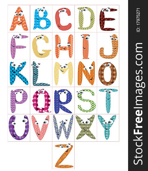 Alphabet,set letters with eyes. Alphabet,set letters with eyes