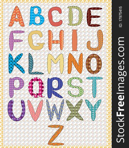Alphabet,set letters with textures. Alphabet,set letters with textures