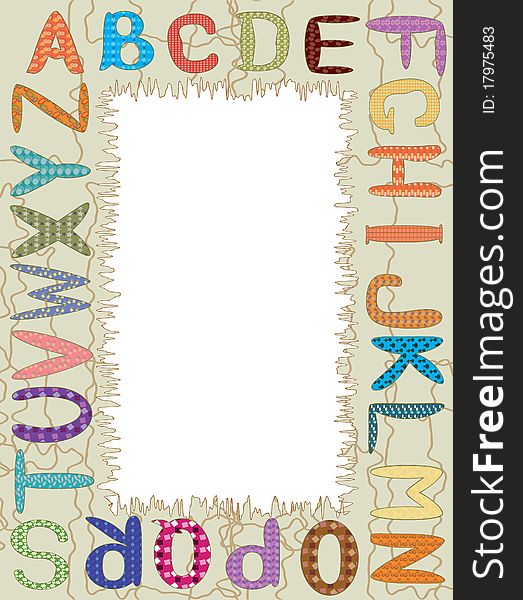 Alphabet frame,set letters with textures. Alphabet frame,set letters with textures