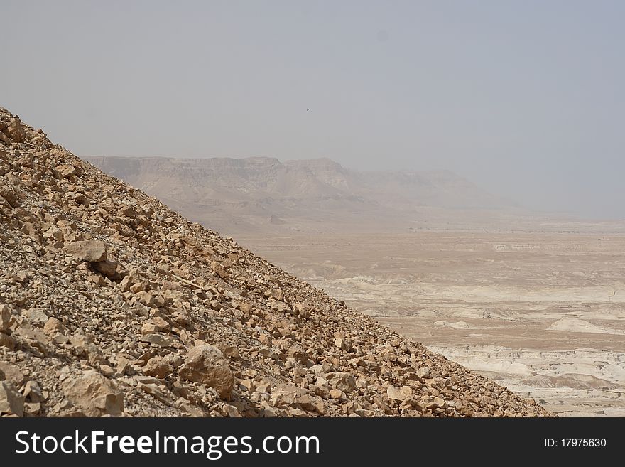 View from Masada of mountain and plain