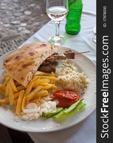 A typical meal in Bosnia Herzegovina. A typical meal in Bosnia Herzegovina