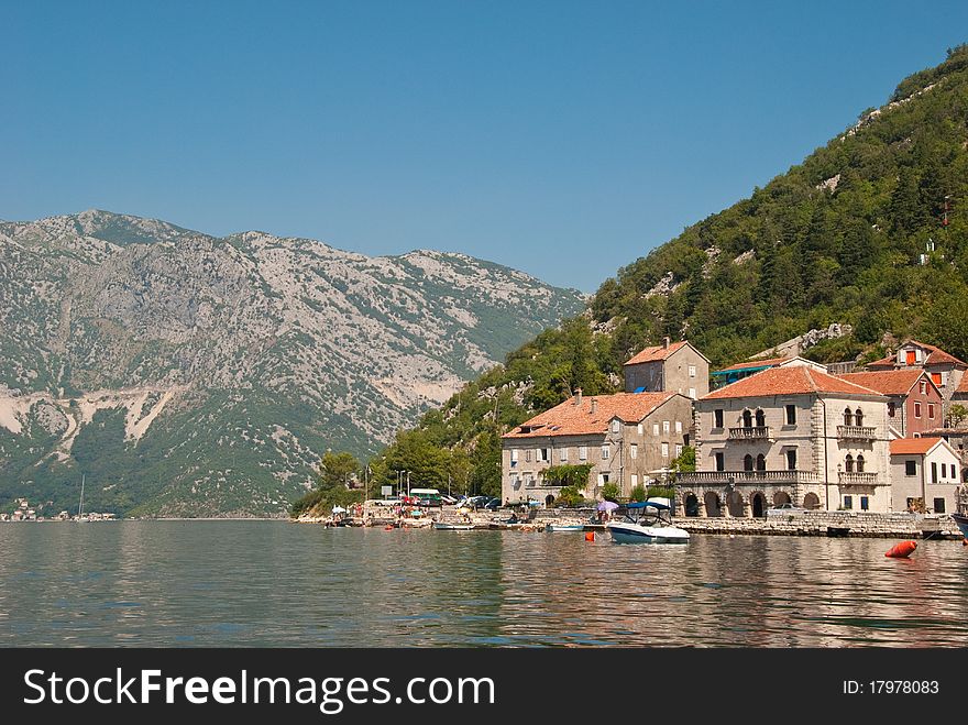 The city of Perast, Montenegro in the Bay of Kotor