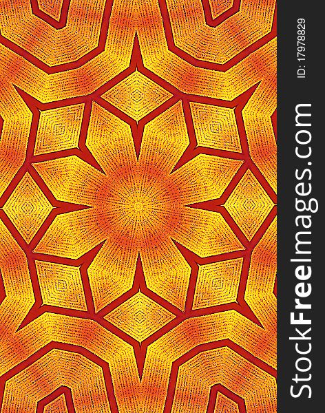 Golden flower kaleidoscope wallpaper pattern