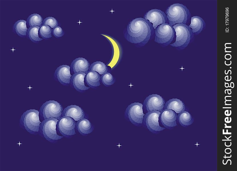 Night sky with moon and clouds