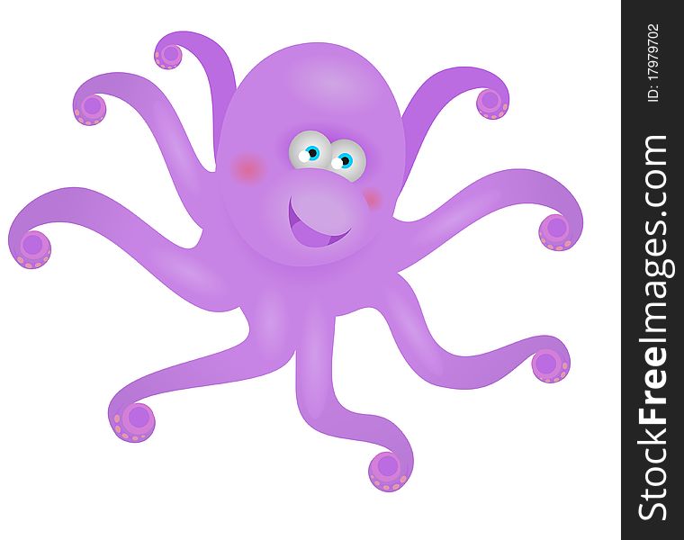 Funny octopus isolated on a white background