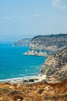 Kourion Coast With Blue Sea And Sky With Clouds. Stock Photos Kourion Coast With Blue Sea And Sky With Clouds. Stock Photos