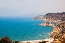 Kourion Coast With Blue Sea And Sky With Clouds Stock Photos Kourion Coast With Blue Sea And Sky With Clouds Stock Photos