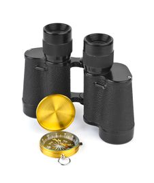 Binoculars And Compass Royalty Free Stock Photos