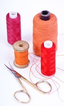 Thread And Scissors Stock Photo