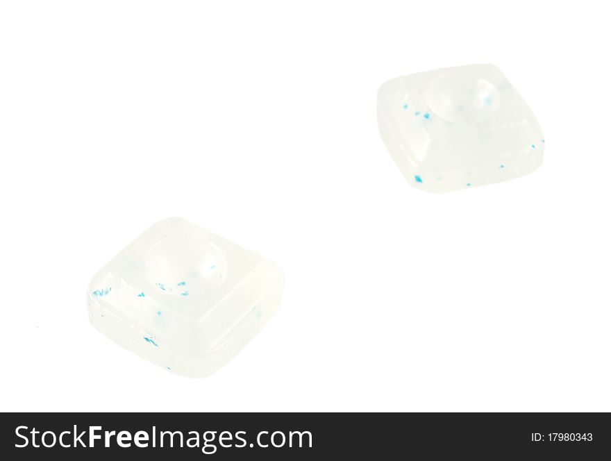 Lozenges with menthol on a white background