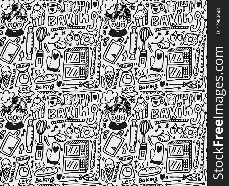 Seamless baking pattern, drawing