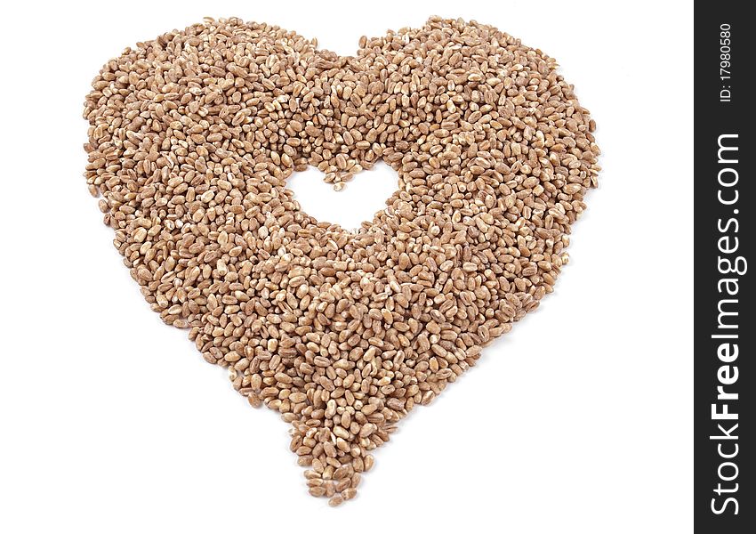 Heart of the wheat grain on white background