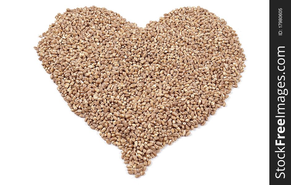 Heart of the wheat grain on white background