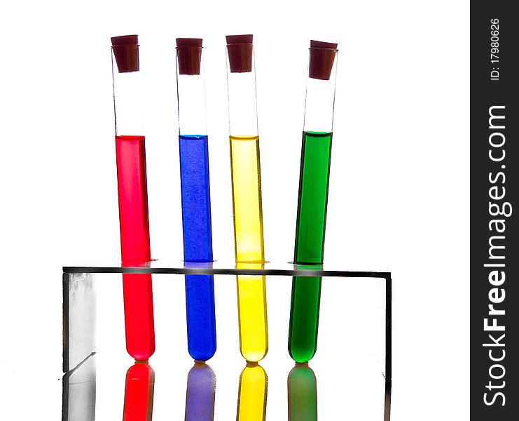 Labolatory Glassware With Colorful Fluids Isolated