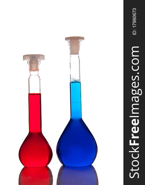 Labolatory Glassware With Colorful Fluids Isolated