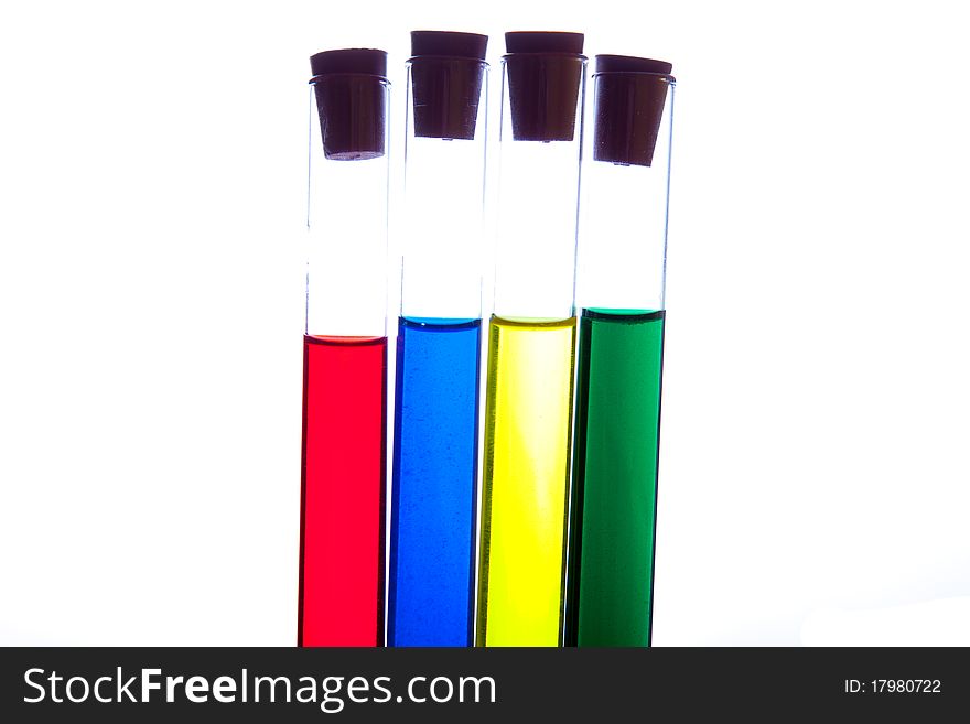 Labolatory Glassware With Colorful Fluids Isolated